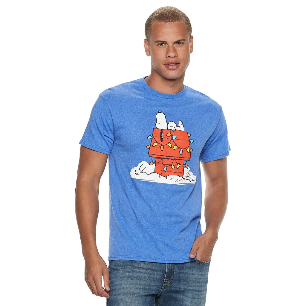 Men's Peanuts Snoopy Christmas Lights Tee